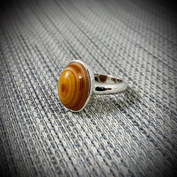 ⁦Natural Eye Agate (Aqeeq) Ring Silver 925 AR001⁩ - الصورة ⁦2⁩