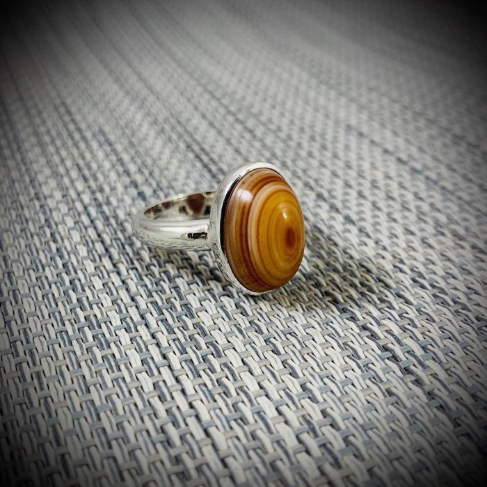 ⁦Natural Eye Agate (Aqeeq) Ring Silver 925 AR001⁩ - الصورة ⁦1⁩