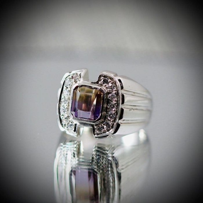 ⁦Natural Ametrine Bio Color Gemstone Ring 925 Silver⁩ - الصورة ⁦1⁩
