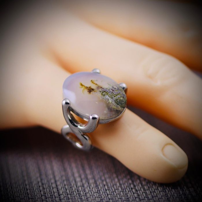 ⁦Moss Agate Ring Silver 925⁩ - الصورة ⁦4⁩