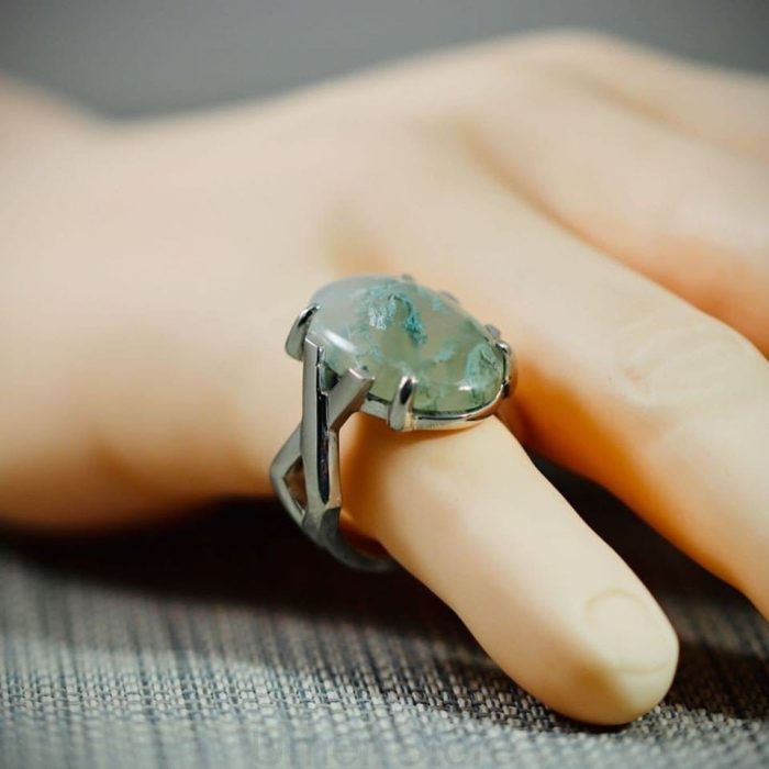⁦Moss Agate Ring Silver 925 MR03⁩ - الصورة ⁦1⁩