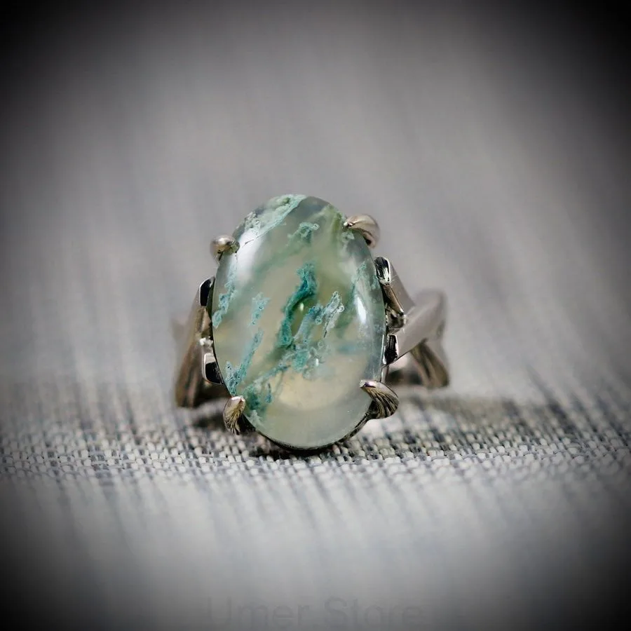 Moss Agate Ring Silver 925 MR03 - Image 2