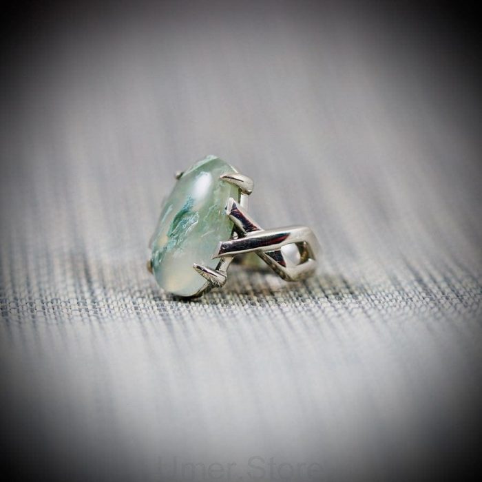 ⁦Moss Agate Ring Silver 925 MR03⁩ - الصورة ⁦3⁩