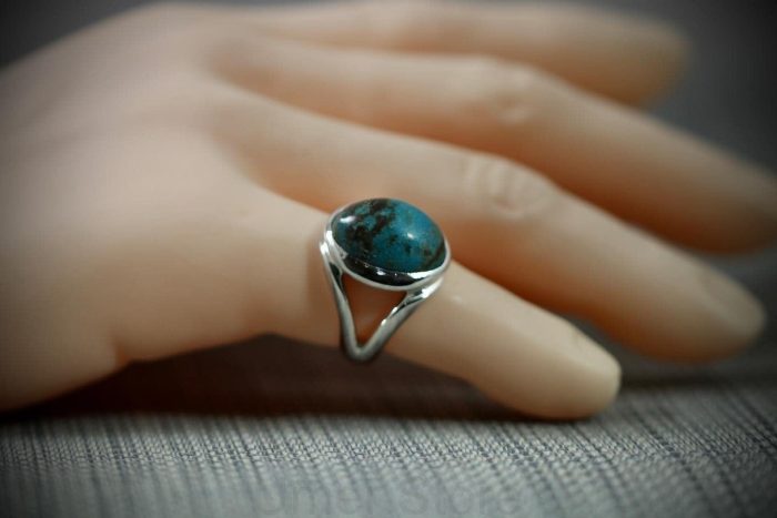 Natural Turquoise  (Firoza) Silver 925 Ring -TQR12 - Image 1