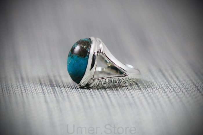 Natural Turquoise  (Firoza) Silver 925 Ring -TQR12 - Image 2