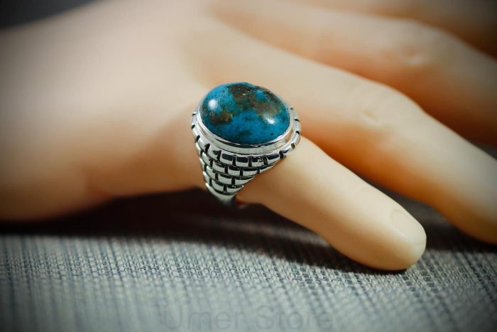 Natural Turquoise  (Firoza) Silver 925 Ring -TQ11 - Image 1