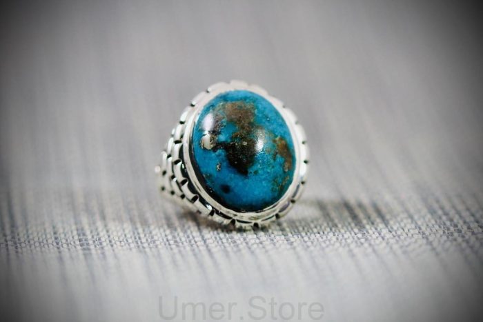 Natural Turquoise  (Firoza) Silver 925 Ring -TQ11 - Image 3