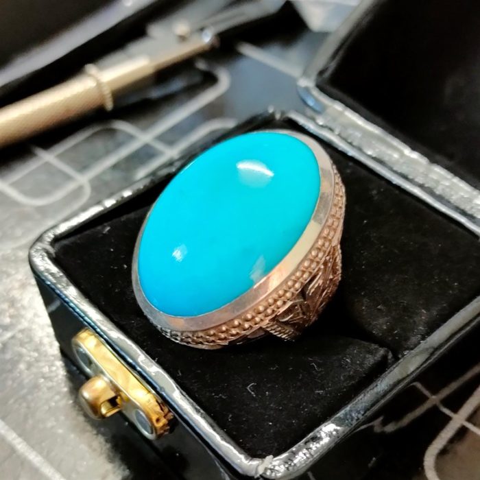 ⁦Natural Turquoise Ring - Big Feroza Ring⁩ - الصورة ⁦5⁩