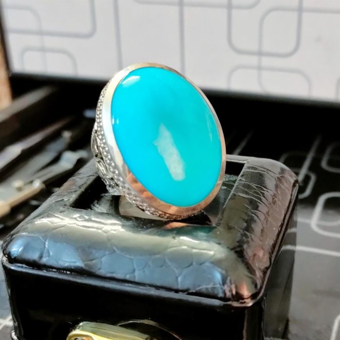 ⁦Natural Turquoise Ring - Big Feroza Ring⁩ - الصورة ⁦12⁩