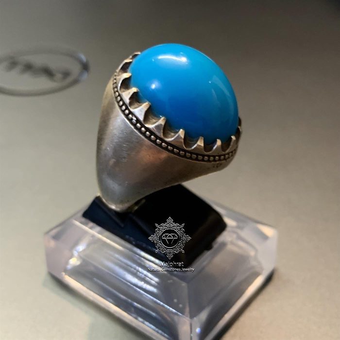 Dark Blue Rare Turquoise - Handmade Nishaburi Feroza Ring - Image 4