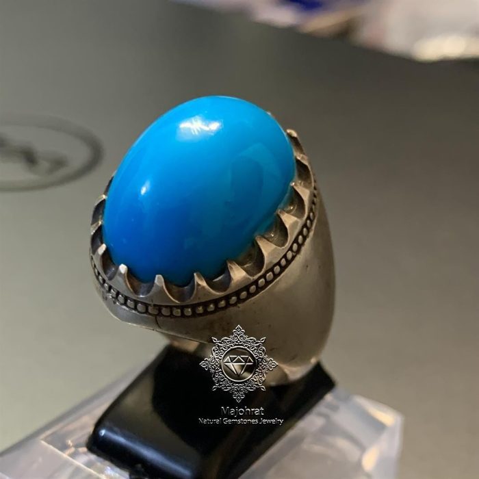 Dark Blue Rare Turquoise - Handmade Nishaburi Feroza Ring - Image 3