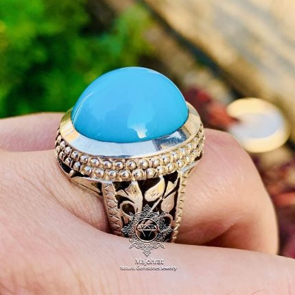 Feroza Ring - Natural Turquoise 925 Silver - Irani Feroza