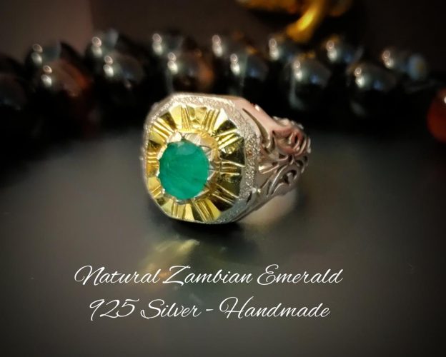 Natural Emerald Ring - Handmade 925 Silver - Zambian Emerald - Zamurd Ring (13)