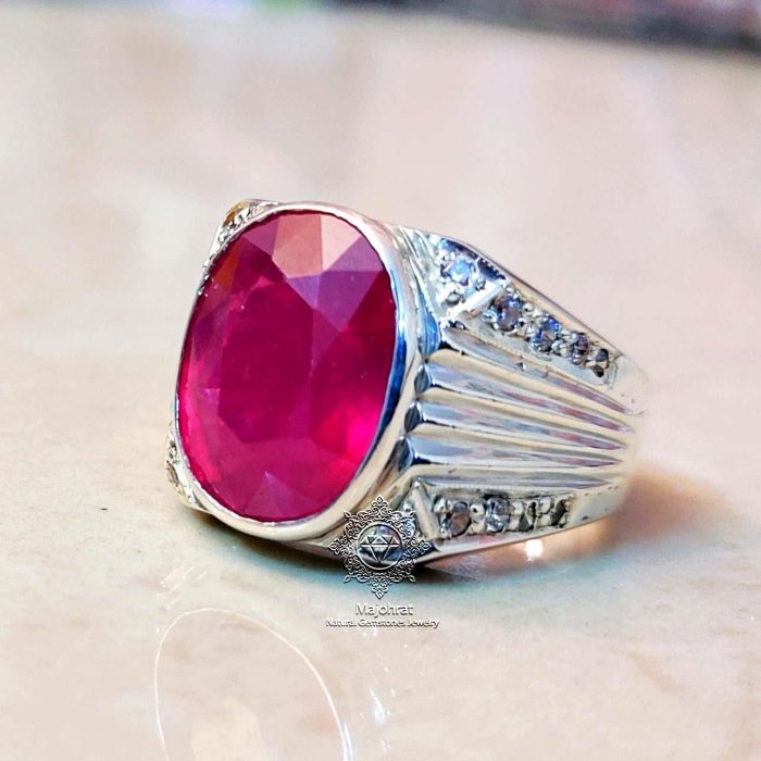 ⁦Natural Ruby (Yaqoot) Ring - 925 Silver Handmade⁩ - الصورة ⁦1⁩