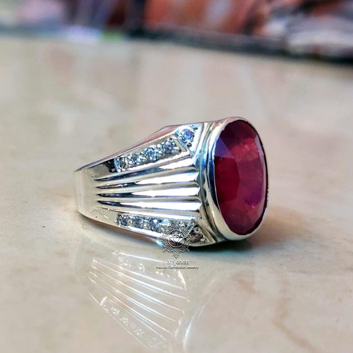 ⁦Natural Ruby (Yaqoot) Ring - 925 Silver Handmade⁩ - الصورة ⁦6⁩