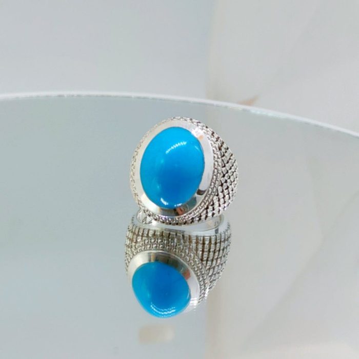 ⁦Feroza Ring - Natural Turquoise 925 Silver - Irani Feroza⁩ - الصورة ⁦4⁩