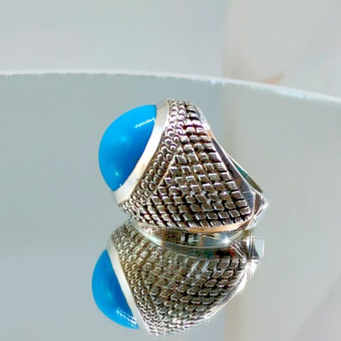 ⁦Feroza Ring - Natural Turquoise 925 Silver - Irani Feroza⁩ - الصورة ⁦3⁩