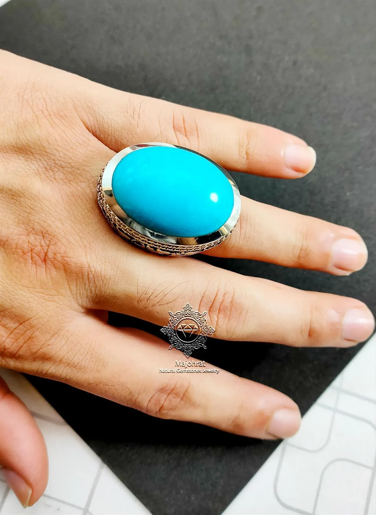 Masterpiece - Rare Big Turquoise - Handmade Feroza Ring - Image 5