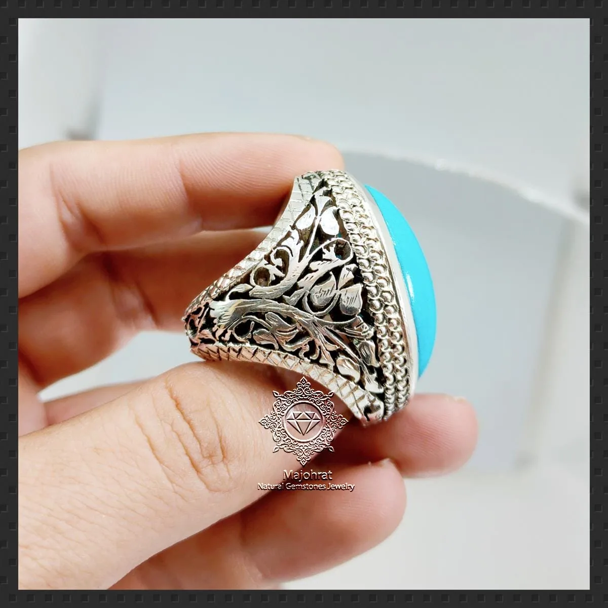Masterpiece - Rare Big Turquoise - Handmade Feroza Ring - Image 7