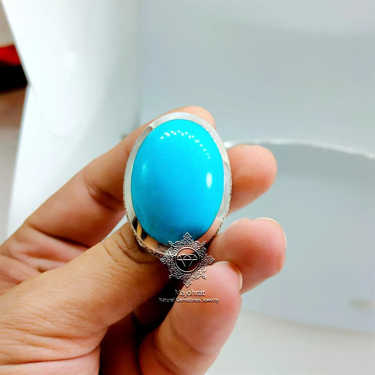 Masterpiece - Rare Big Turquoise - Handmade Feroza Ring - Image 8