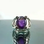 Natural Amethyst Gemstone Pure Silver Ring - Image 4