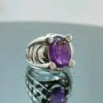 Natural Amethyst Gemstone Pure Silver Ring - Image 3