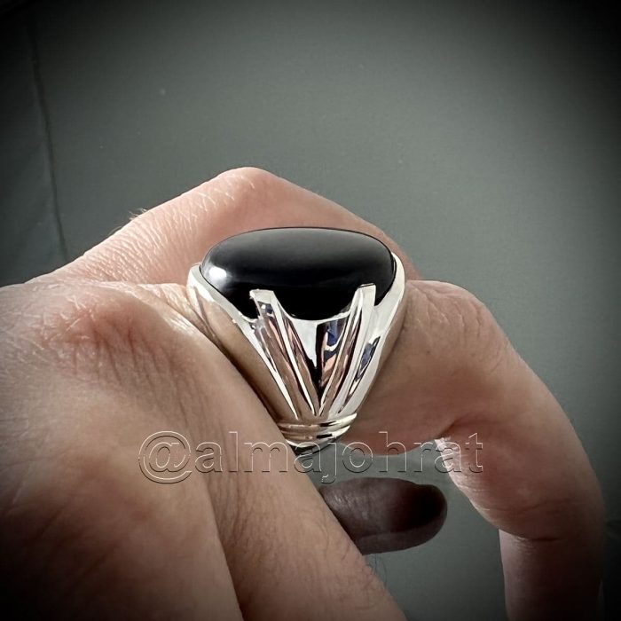 ⁦Yemeni Aqeeq Black (Agate) Natural - عقيق يماني طبيعي⁩ - الصورة ⁦2⁩