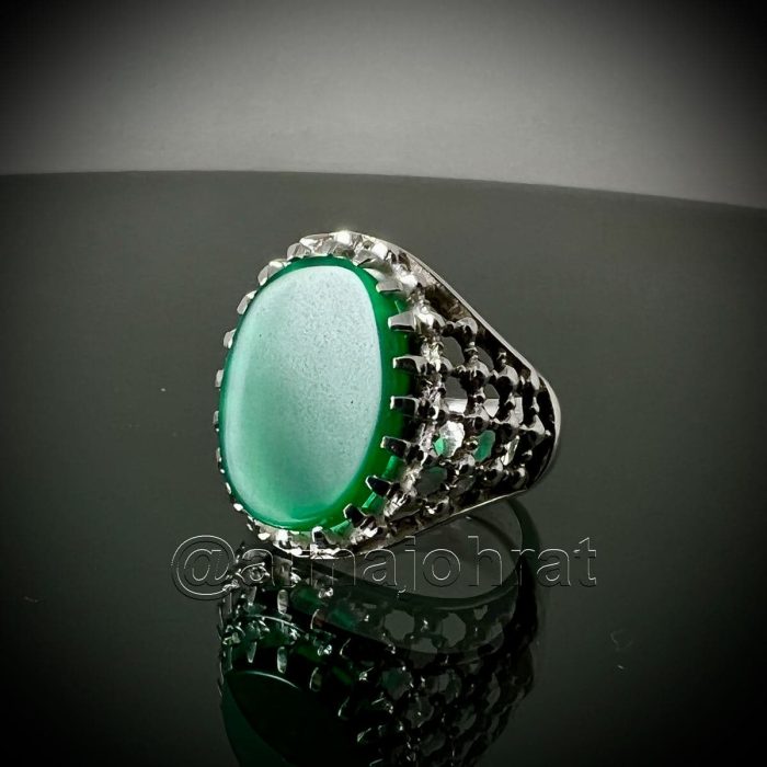 Green Onyx Ring - Pure Silver - خاتم فضة - Image 1