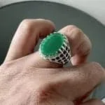 Green Onyx Ring - Pure Silver - خاتم فضة - Image 4