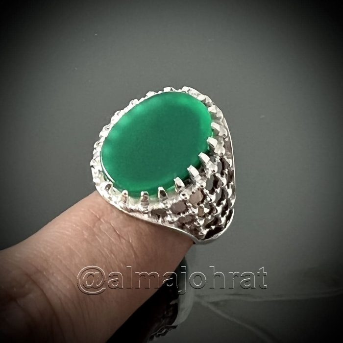 Green Onyx Ring - Pure Silver - خاتم فضة - Image 3