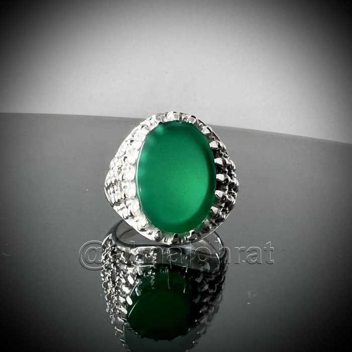 Green Onyx Ring - Pure Silver - خاتم فضة - Image 2