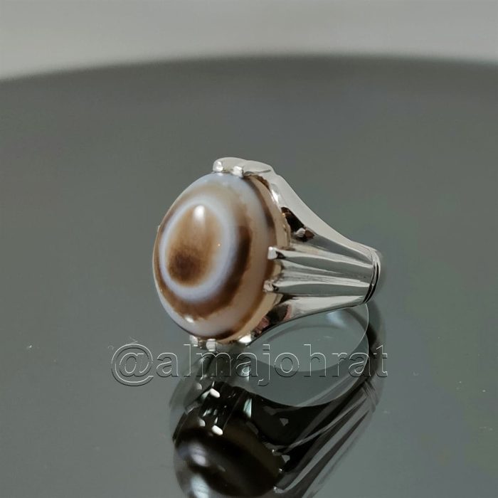 Sulemani Aqeeq (Agate)- Silver Ring عقيق سليماني - Image 1
