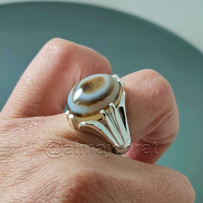 Sulemani Aqeeq (Agate)- Silver Ring عقيق سليماني - Image 2