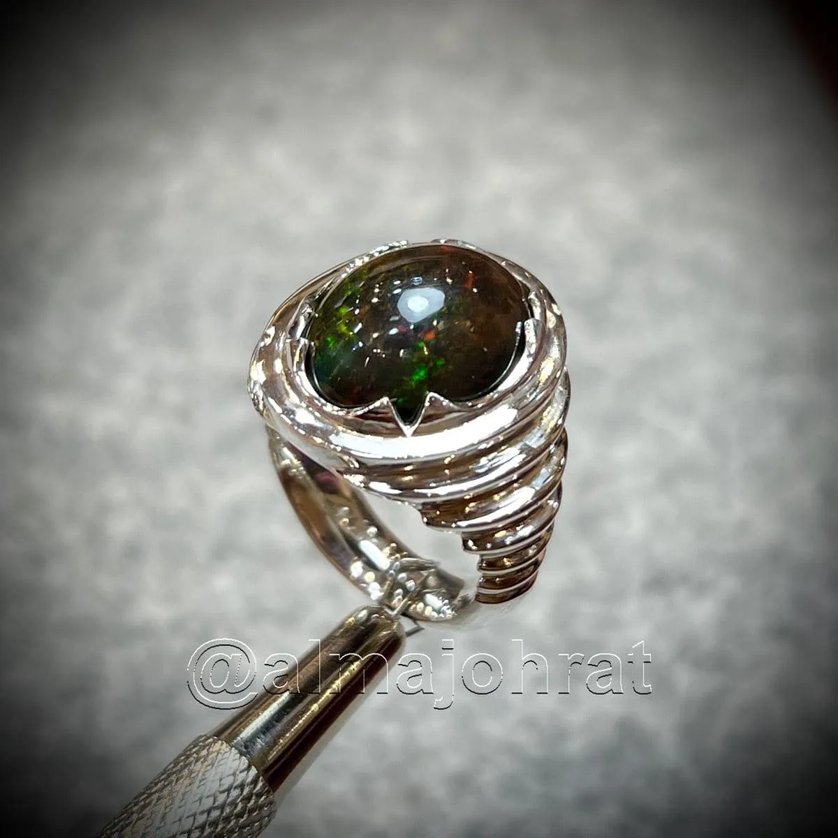 Natural Black Opal Ring