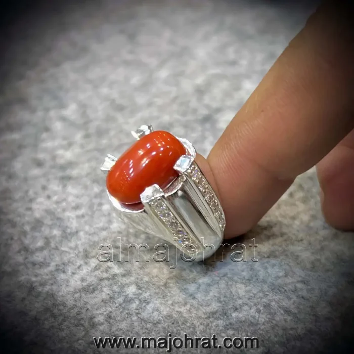 Natural Red Coral Ring - Marjaan Stone Ring