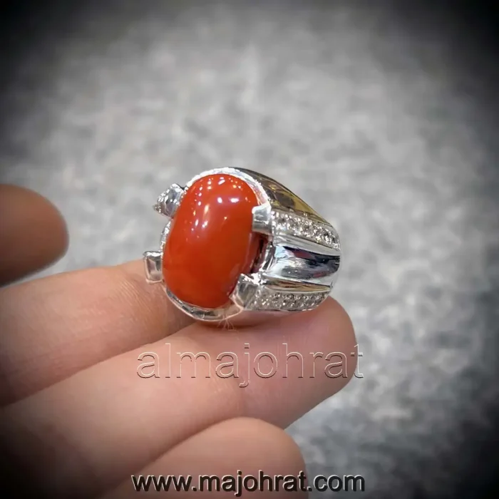 Natural Red Coral Ring - Marjaan Stone Ring