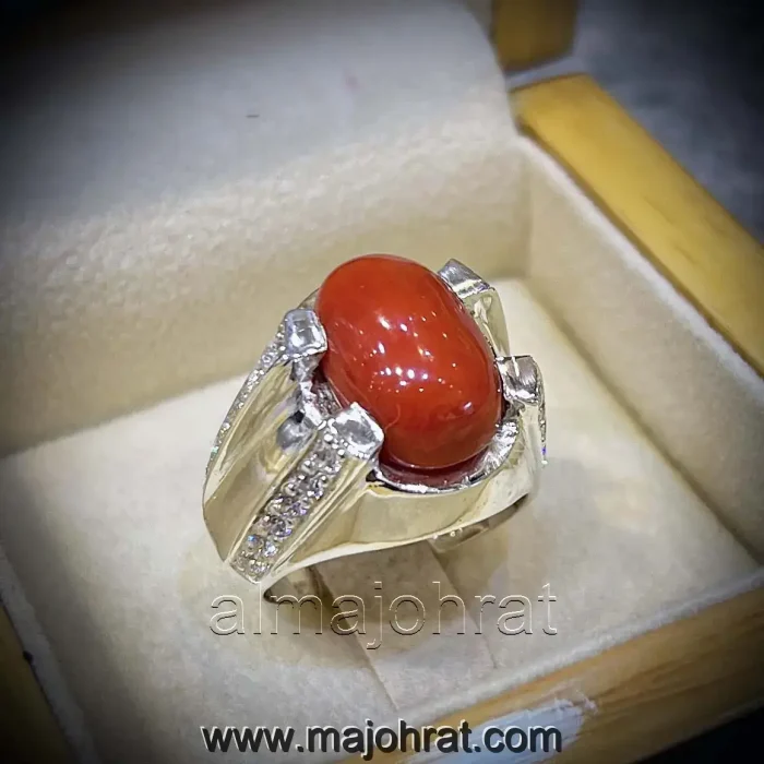 Natural Red Coral Ring - Marjaan Stone Ring