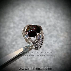 Black Opal Natural Ethiopian Fire Opal Ring 925 Silver