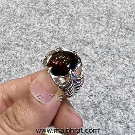 Black Opal Natural Ethiopian Fire Opal Ring 925 Silver