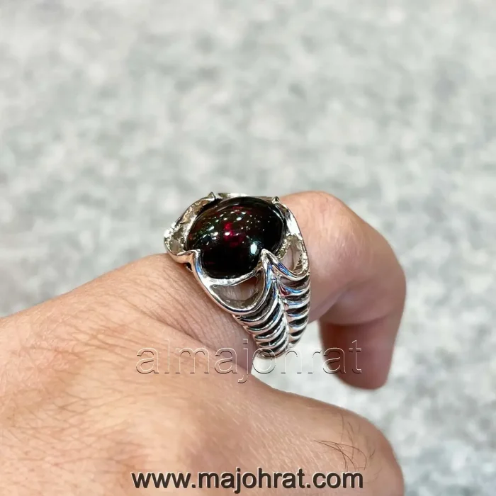 Black Opal Natural Ethiopian Fire Opal Ring 925 Silver