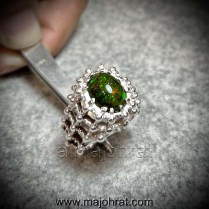 Natural Black Opal Ring -