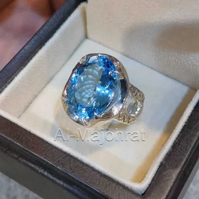 Swiss Blue Topaz Ring - Natural Blue Topaz Stone - London Topaz