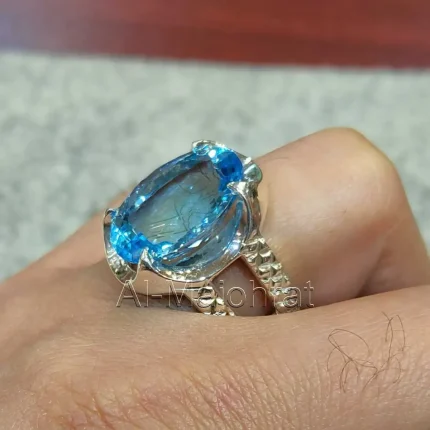 Swiss Blue Topaz Ring - Natural Blue Topaz Stone - London Topaz
