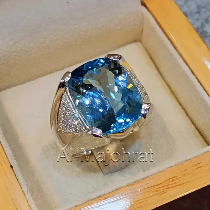 Swiss Blue Topaz Ring - Natural Blue Topaz Stone - London Topaz