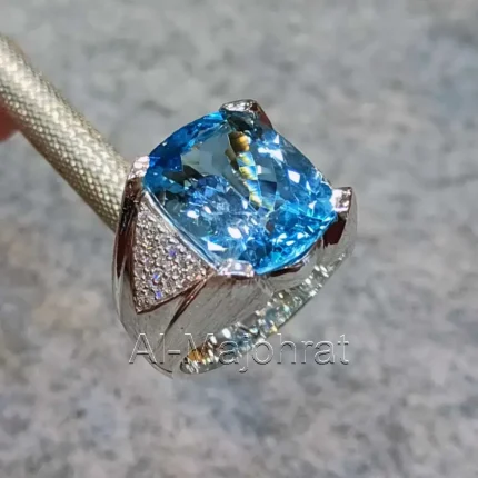 Swiss Blue Topaz Ring - Natural Blue Topaz Stone - London Topaz
