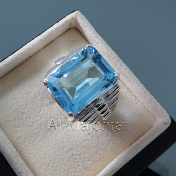 Swiss Blue Topaz Ring - Natural Blue Topaz Stone - London Topaz