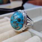 Natural Turquoise Stone - Shajri Feroza Ring 925 Silver