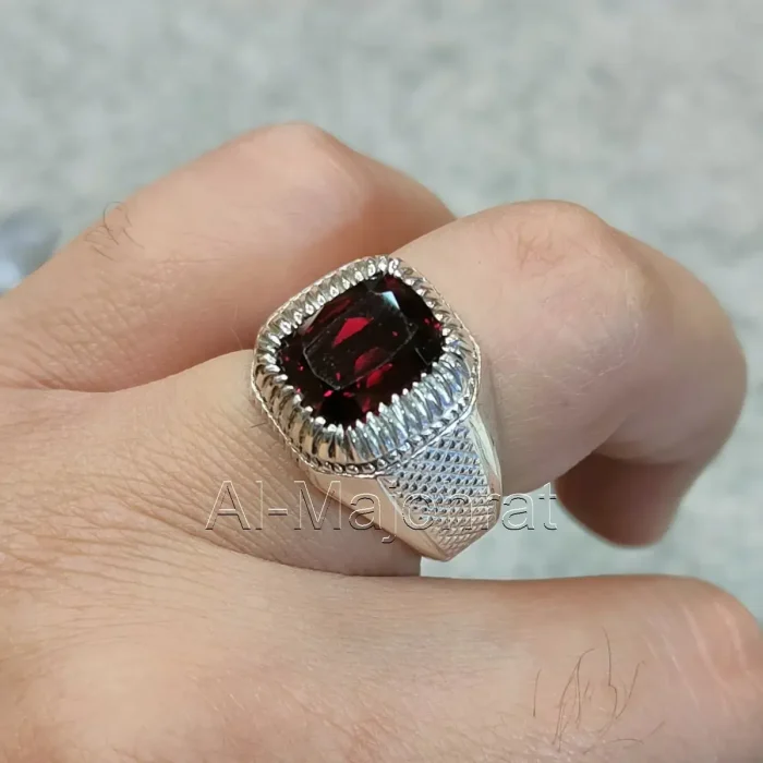 Natural Rhodolite Garnet Stone Ring 925 Silver