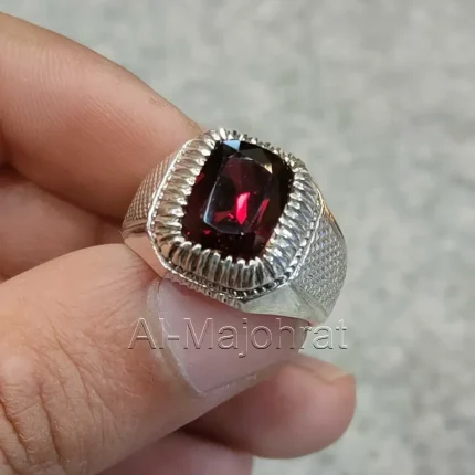 Natural Rhodolite Garnet Stone Ring 925 Silver