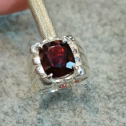 Natural Rhodolite Garnet Stone Ring 925 Silver